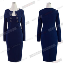 Autumn Winter Women Business Casual Sliming Pencil Dresses Elegant Long Sleeve Office Ladies Wear To Work EB10