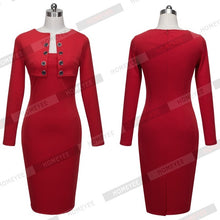 Autumn Winter Women Business Casual Sliming Pencil Dresses Elegant Long Sleeve Office Ladies Wear To Work EB10