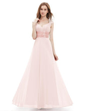 Formal Evening Dress EP09672 Ever Pretty Cap Sleeve Sweep Train V-neck White Sequins Chiffon Ruffles Empire Long Evening Dresses