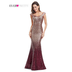 Evening Dress Long Sparkle Ever-Pretty 2017 New V-Neck Women Elegant EP08999 Sequin Mermaid Maxi Evening Party Gown Dress