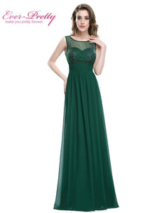 Elegant Long Evening Dress Ever pretty EP08784 2017 Real Picture Green Chiffon A-Line Sleeveless Beadings Evening Dresses