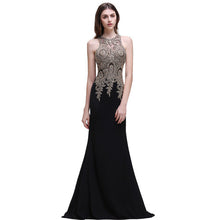 Robe de Soiree Longue Cheap Black Lace Mermaid Long Evening Dress 2017 Sexy Sheer Appliques Embroidery Evening Party Dresses