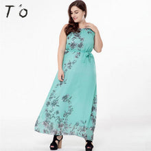 T'O Summer Plus Size Loose 4XL 5LX 6XL Chiffon Floral Print Bohemia Boho Maxi Floor Beach Dress Party Club Vacation Dress 507