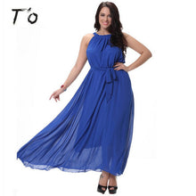 T'O Elegant Summer Plus Size M-6XL Bohemian Beach Long Dress Vacation Casual Party Chiffon Sleeveless Big Swing Dresses 390