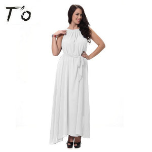 T'O Elegant Summer Plus Size M-6XL Bohemian Beach Long Dress Vacation Casual Party Chiffon Sleeveless Big Swing Dresses 390