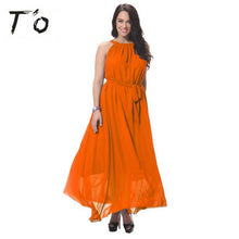 T'O Elegant Summer Plus Size M-6XL Bohemian Beach Long Dress Vacation Casual Party Chiffon Sleeveless Big Swing Dresses 390