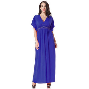 T'O Sexy V Neck Summer Bohemian Long Dress Loose Plus Size 5xl 6xl 7xl Boho Chic Solid Pink/Blue Tunic Maxi Floor Dresses 400