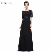 Elegant  Black Lace Half Sleeve A Line O-neck Evening Dress Ever Pretty EP08847 New Arrival 2017