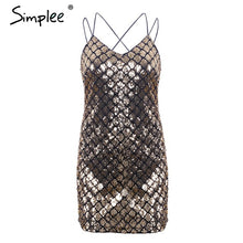 Simplee Sexy backless sequin winter dress women Strap elastic party dresses female Christmas club autumn mini dress vestidos