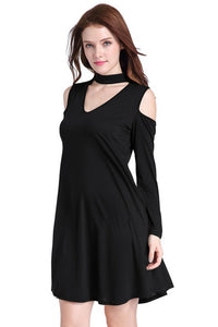 T'O Off Shoulder V Neck Long Sleeve Sexy Halter Dress Party Club Casual Street Work Soft Loose Fit A Line Swing Dresses 638