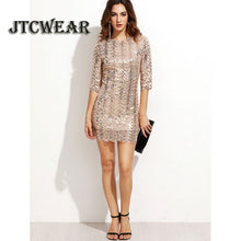 2018 New Fish Scales Dress Sexy Shining Women Sequins Dress O-Neck Half Sleeve Charming Party Club Sexy Sequins Mini Dresses 953