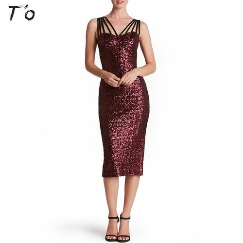 JTCWEAR Sexy Multi Slips Sequins Dress Open Back Sleeveless Woman Party Night Club Prom Bodycon Sheath Flirt Pencil Dress 735